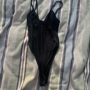 Black ribbed bodysuit